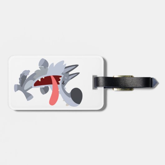 Cute Dancing Cartoon Wolf Bagagelabel (Achterkant horizontaal)