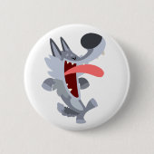 Cute Dancing Cartoon Wolf Button Badge (Voorkant)