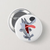 Cute Dancing Cartoon Wolf Button Badge (Voorkant /achterkant)