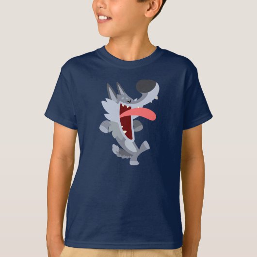 Cute Dancing Cartoon Wolf Children T-Shirt (Voorkant)