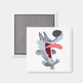 Cute Dancing Cartoon Wolf Magnet (Voorkant / Achterkant)