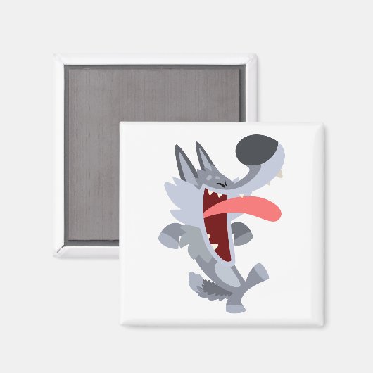 Cute Dancing Cartoon Wolf Magnet (Voorkant / Achterkant)