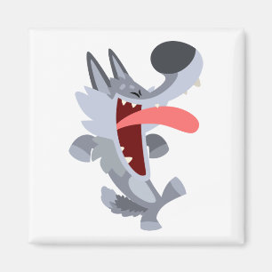 Cute Dancing Cartoon Wolf Magnet