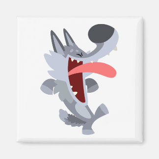 Cute Dancing Cartoon Wolf Magnet