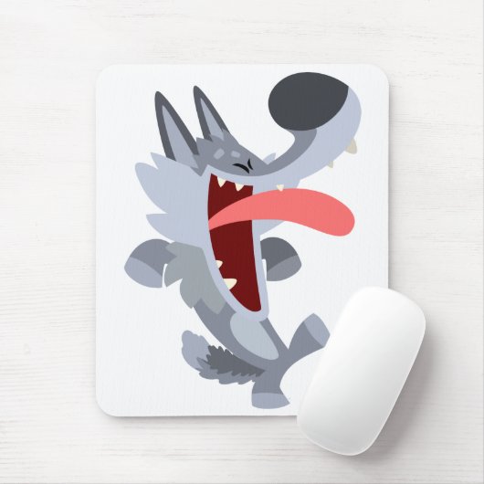 Cute Dancing Cartoon Wolf Mousepad Muismat (Met muis)