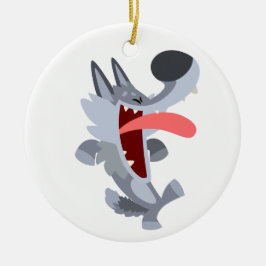 Cute Dancing Cartoon Wolf Ornament