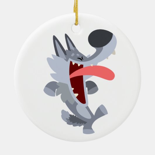 Cute Dancing Cartoon Wolf Ornament (Achterkant)