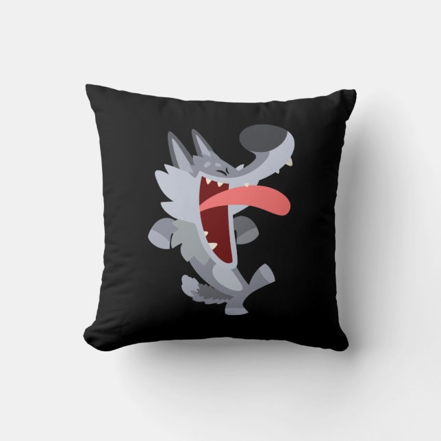 Cute Dancing Cartoon Wolf Pillow Kussen (Voorkant)
