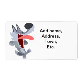 Cute Dancing Cartoon Wolf Shipping Label