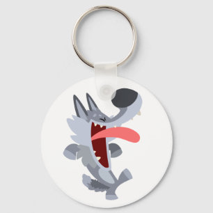 Cute Dancing Cartoon Wolf Sleutelhanger