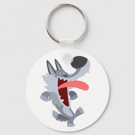 Cute Dancing Cartoon Wolf Sleutelhanger (Voorkant)
