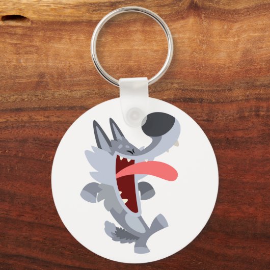 Cute Dancing Cartoon Wolf Sleutelhanger (Voorkant)