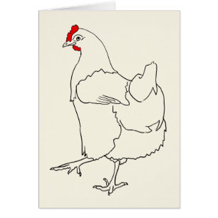 Cute Dancing Chicken Funny Line Drawing Animal Art