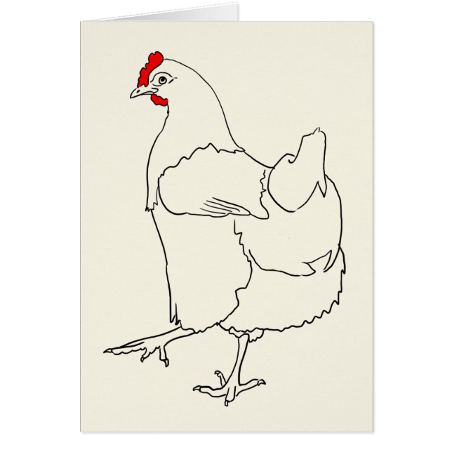 Cute Dancing Chicken Funny Line Drawing Animal Art (Voorkant)