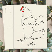 Cute Dancing Chicken Funny Line Drawing Animal Art Briefkaart
