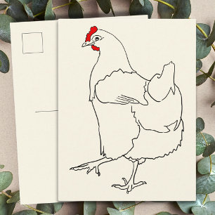 Cute Dancing Chicken Funny Line Drawing Animal Art Briefkaart