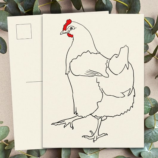 Cute Dancing Chicken Funny Line Drawing Animal Art Briefkaart