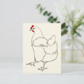 Cute Dancing Chicken Funny Line Drawing Animal Art Briefkaart (Staand voorkant)