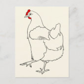 Cute Dancing Chicken Funny Line Drawing Animal Art Briefkaart (Voorkant)