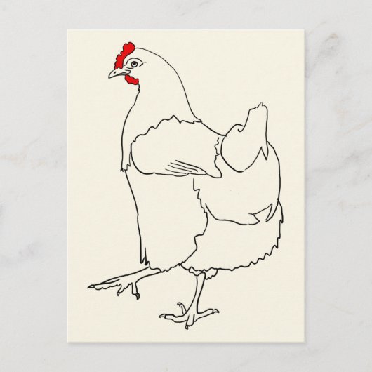 Cute Dancing Chicken Funny Line Drawing Animal Art Briefkaart (Voorkant)