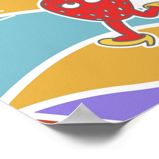 Cute Dancing Fruits Retro Poster (Hoek)