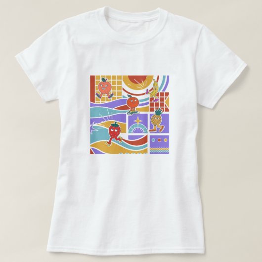 Cute Dancing Fruits Retro T-shirt (Design voorkant)