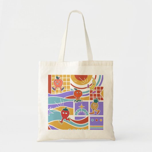 Cute Dancing Fruits Retro Tote Bag (Voorkant)