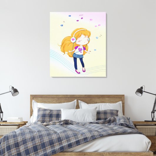 Cute Dancing Girl Canvas Afdruk (Insitu (Slaapkamer))