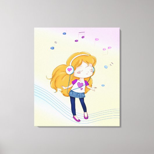 Cute Dancing Girl Canvas Afdruk (Voorkant)