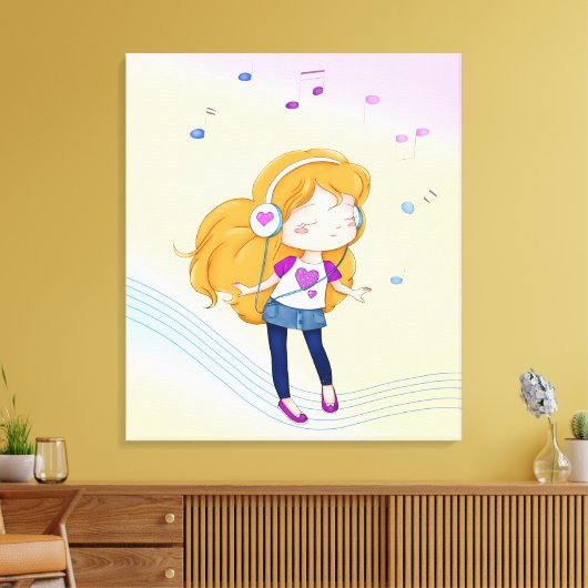 Cute Dancing Girl Canvas Afdruk (Insitu (Woonkamer))