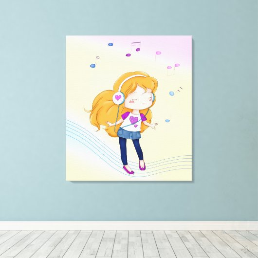 Cute Dancing Girl Canvas Afdruk (Insitu (Houten vloer))