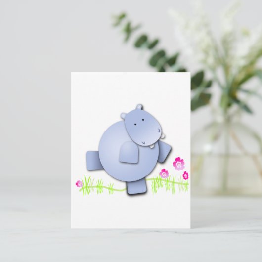 Cute Dancing Hippo Briefkaart (Staand voorkant)