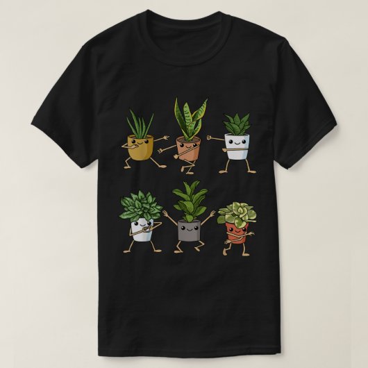 Cute Dancing Houseplants Cartoon Design T-shirt (Design voorkant)