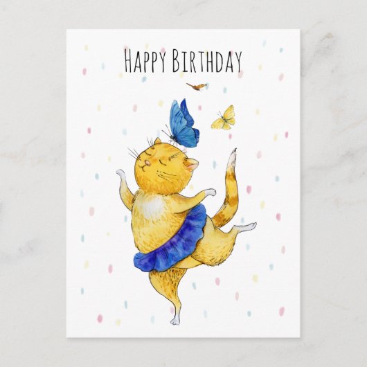 Cute Dancing Kat Briefkaart (Voorkant)