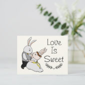 Cute Dancing Love Bunnies | Liefde is het zoete hu Briefkaart (Staand voorkant)