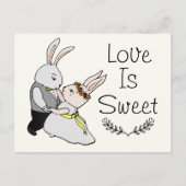 Cute Dancing Love Bunnies | Liefde is het zoete hu Briefkaart (Voorkant)