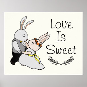 Cute Dancing Love Bunnies   Liefde is het zoete hu Poster