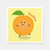 Cute dancing orange citrus fruit servet (Voorkant)