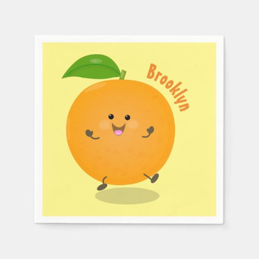 Cute dancing orange citrus fruit servet (Voorkant)