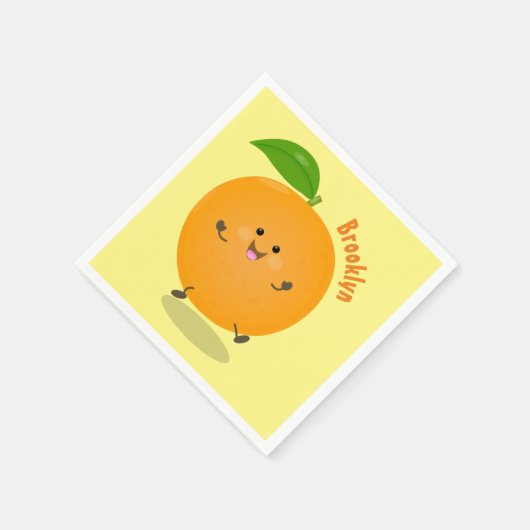 Cute dancing orange citrus fruit servet (Hoek)
