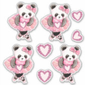 Cute Dancing Panda Beer Valentijn Hearts Sticker (Voorkant)