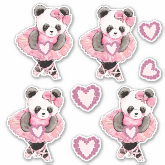 Cute Dancing Panda Beer Valentijn Hearts Sticker (Voorkant)