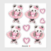Cute Dancing Panda Beer Valentijn Hearts Sticker (Vel)