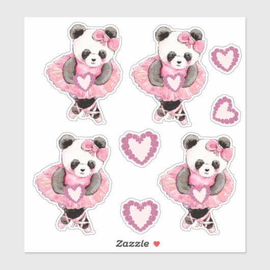 Cute Dancing Panda Beer Valentijn Hearts Sticker (Vel)