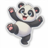 Cute Dancing Panda Custom-Cut Vinyl Sticker (Voorkant)