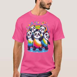 Cute Dancing Rainbow Pandas Edm Festival T-shirt