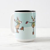 Cute Dancing Reindeer - Christmas Tweekleurige Koffiemok (Voorkant links)