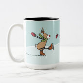 Cute Dancing Reindeer - Christmas Tweekleurige Koffiemok (Links)