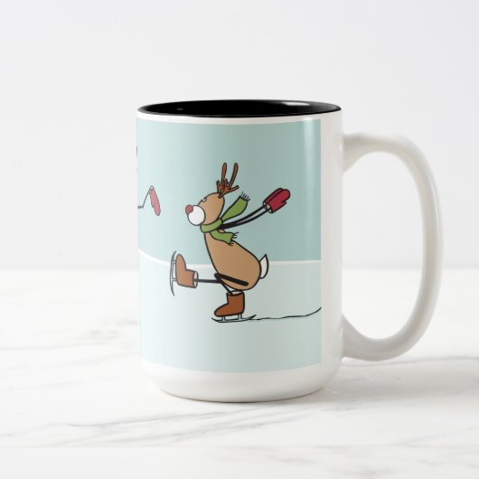 Cute Dancing Reindeer - Christmas Tweekleurige Koffiemok (Rechts)