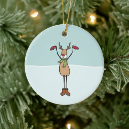 Cute Dancing Reindeer Keramisch Ornament